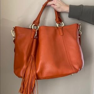 GILI Orange Large tote with cross body strap